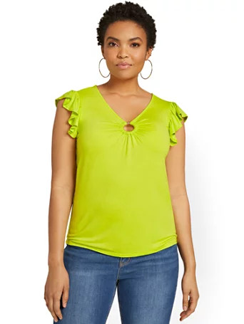 o-ring flutter-sleeve goddess top | New York & Company