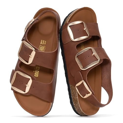 Project Cloud 100% Genuine Leather Beach Sandals for Women 2026 with Lightweight & Comfortable Slides for Women - Non Slip with Memory Foam Slingback Womens Sandals 2026 (GARDA,COGLEA,8.5) | Amazon (US)