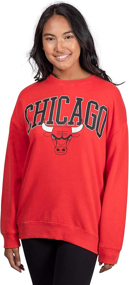 Ultra Game NBA Women's Extra Soft Fleece Distressed Oversized Pullover Sweatshirt | Amazon (US)