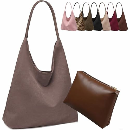 Gipvv Large Work Tote Bags for Women, 2025 Boho Slouchy Suede Purses Handbags (Milk Coffee) | Amazon (US)