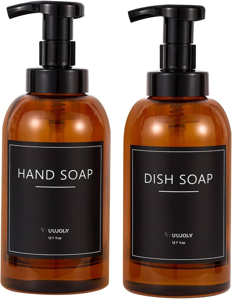 Foaming Hand Soap Dispenser Glass Jar Foam Dish Soap Dispenser for Bathroom and Kitchen Sink, Liquid | Amazon (US)