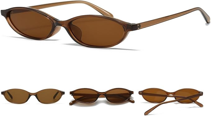 Oval Sunglasses for Women Retro Cat Eye 90s y2k Trendy Thin Sunglasses Womens UV Protection | Amazon (US)