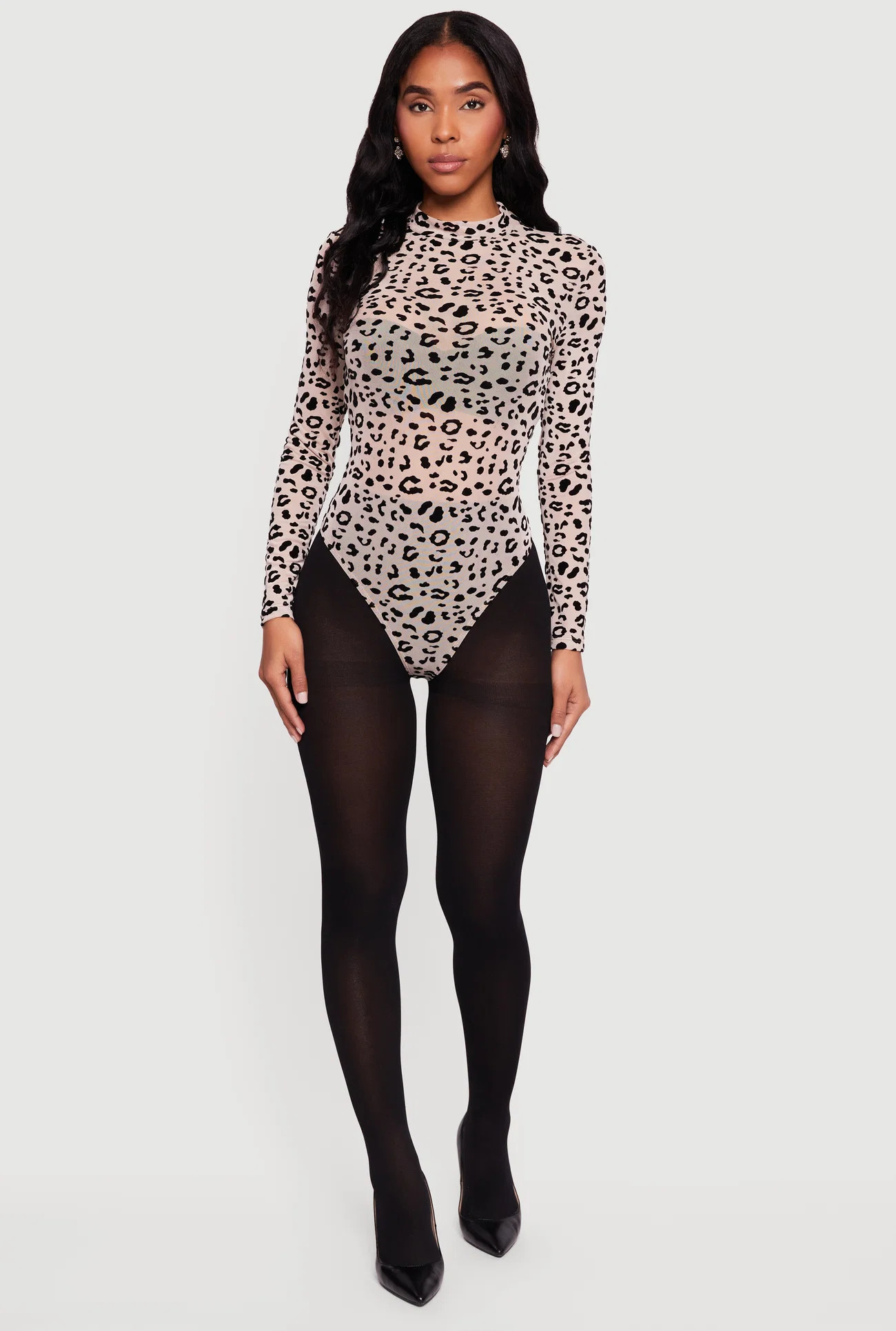 Animal Print Velvet Burnout Mesh Bodysuit | Rainbow Shops