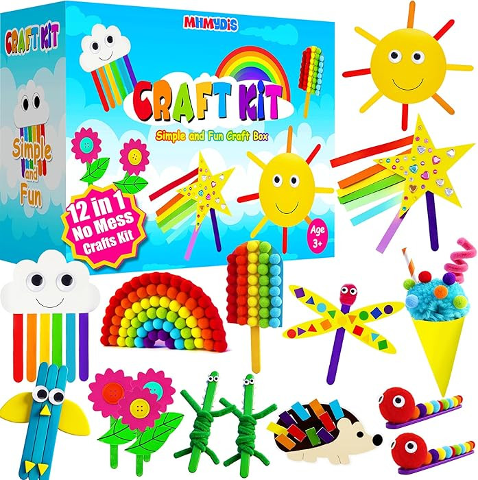 MHMYDIS First Craft Kit for Kids - 12 in 1 No Mess Creative Arts and Crafts kit for Kids Ages 4-8... | Amazon (US)