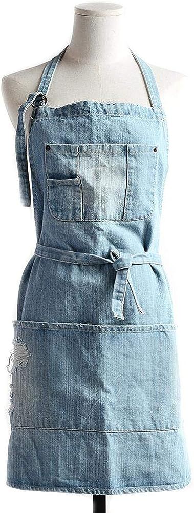 Cotton Denim Apron Adjustable Baking Cooking Apron with Pockets for Kitchens | Amazon (US)