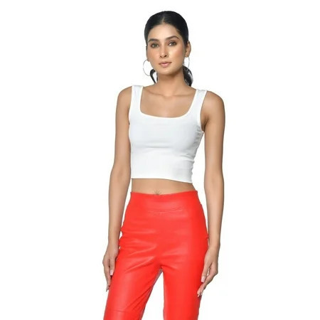 Ladies Leather Stretch Pants with Pockets | Walmart (US)