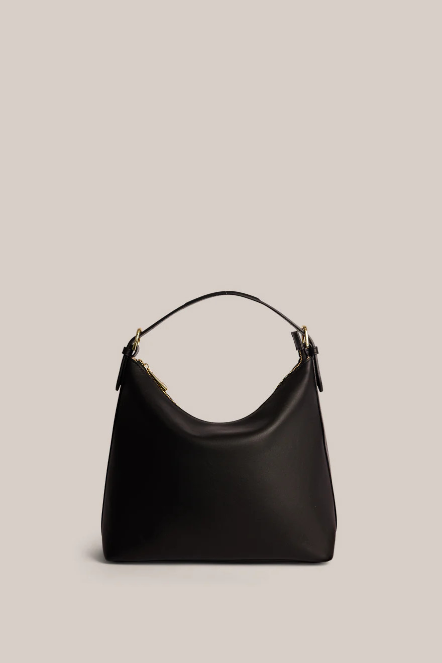 Harper Black Soft Italian Leather Hobo Slouchy Bucket Bag | VESTIRSI