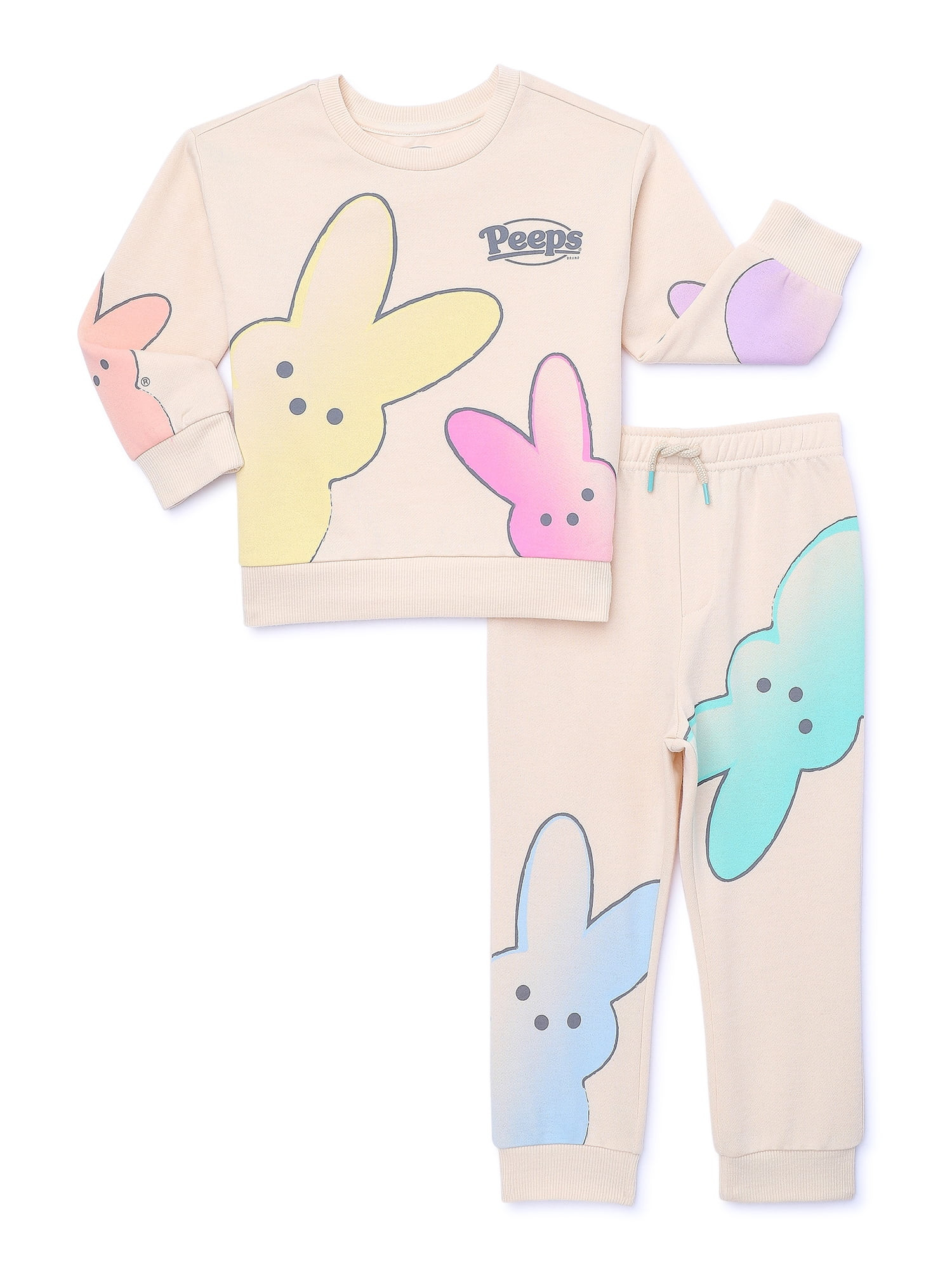 PEEPS Bunny Toddler Girls Easter Crewneck and Joggers Set, 2-Piece | Walmart (US)