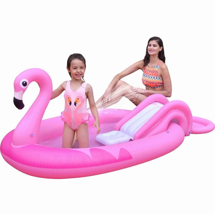 Pool Central 83" Inflatable Pink Flamingo Kiddie Pool with Sprayer | Target