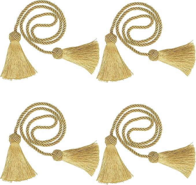 4 Pack Curtain Tiebacks Window Curtain Tiebacks Decorative Tassels Curtain Tiebacks Gold Curtain ... | Amazon (US)