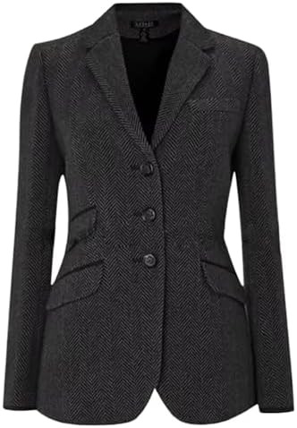 Women's Vintage Herringbone Blazer Jacket Notch Lapel Retro Single Breasted Flap Pocket Casual Pa... | Amazon (US)