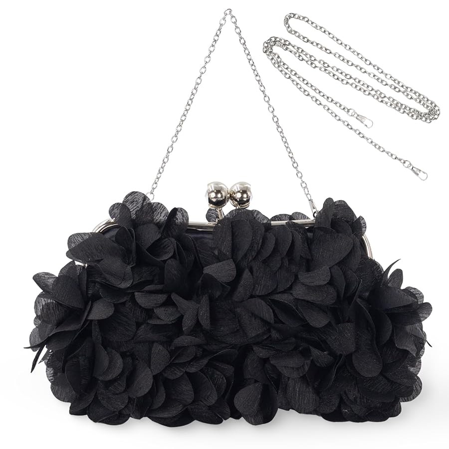 Women Elegant Evening Purse, Small Floral Clutch Bag with Detachable Chain for Wedding, Party, Pr... | Amazon (US)