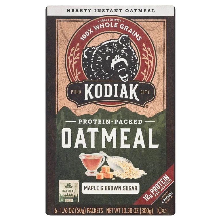 Kodiak Protein-Packed Maple Brown Sugar Instant Oatmeal, 1.76 oz, 6 Packets | Walmart (US)