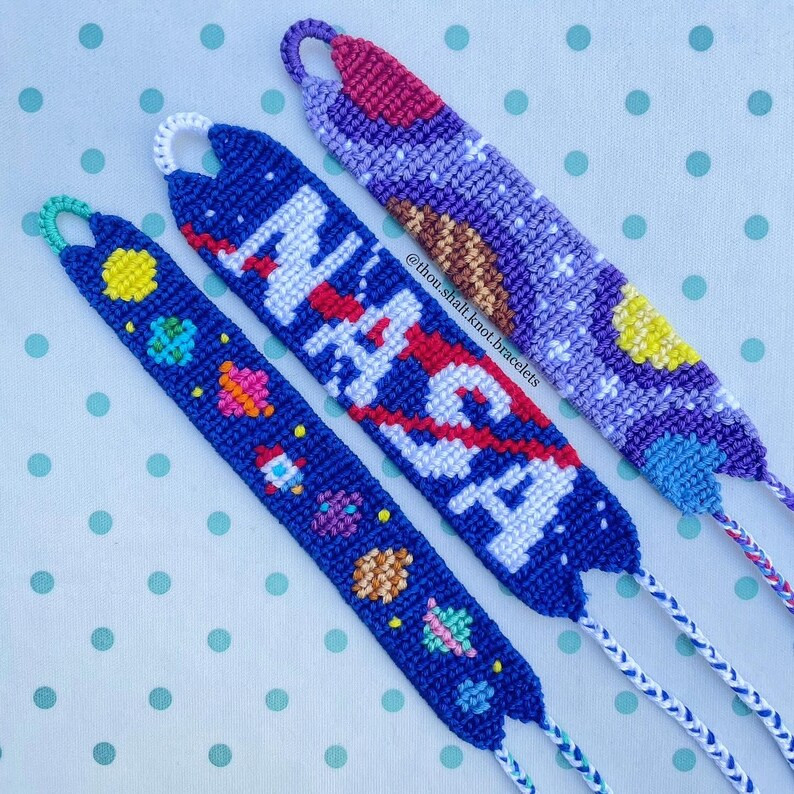 Planet Explorer Friendship Bracelet Collection With Adjustable Braided Ties | Space Cuff Bracelet... | Etsy (US)