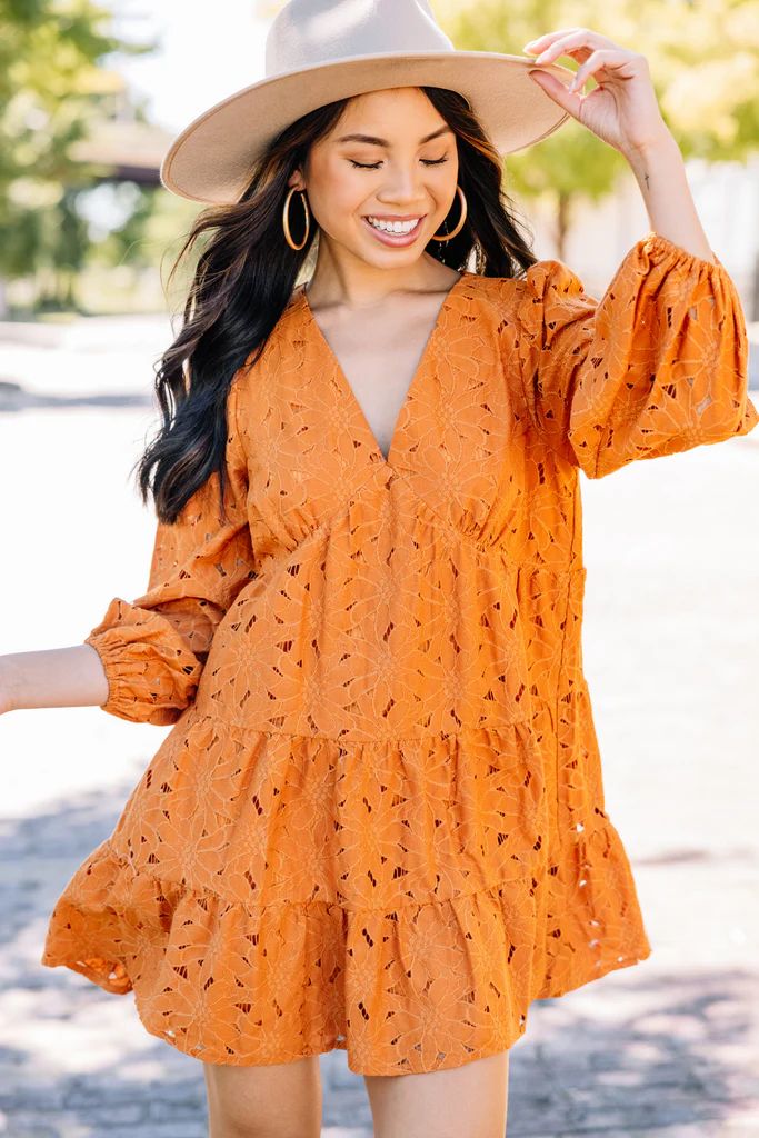 Need You More Pumpkin Orange Lace Babydoll Dress | The Mint Julep Boutique