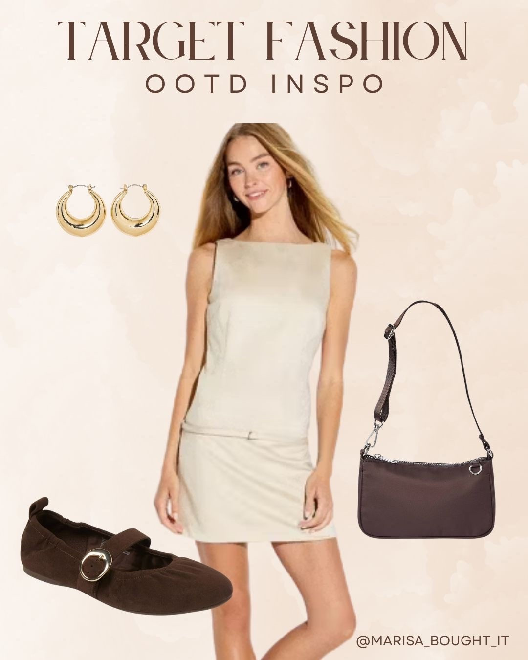 Minimalist elegance for fall! 🤎
I styled a chic cream boatneck mini dress for a clean, timeless silhouette.

Complemented with rich brown suede Mary Jane flats, a matching nylon shoulder bag, and chunky gold hoops to complete the look. ✨

#TargetStyle #TargetFinds #MinimalistStyle #FallOutfit #LTKunder50 #OOTD #ChicStyle #TargetFashion #DressInspo

#LTKootd