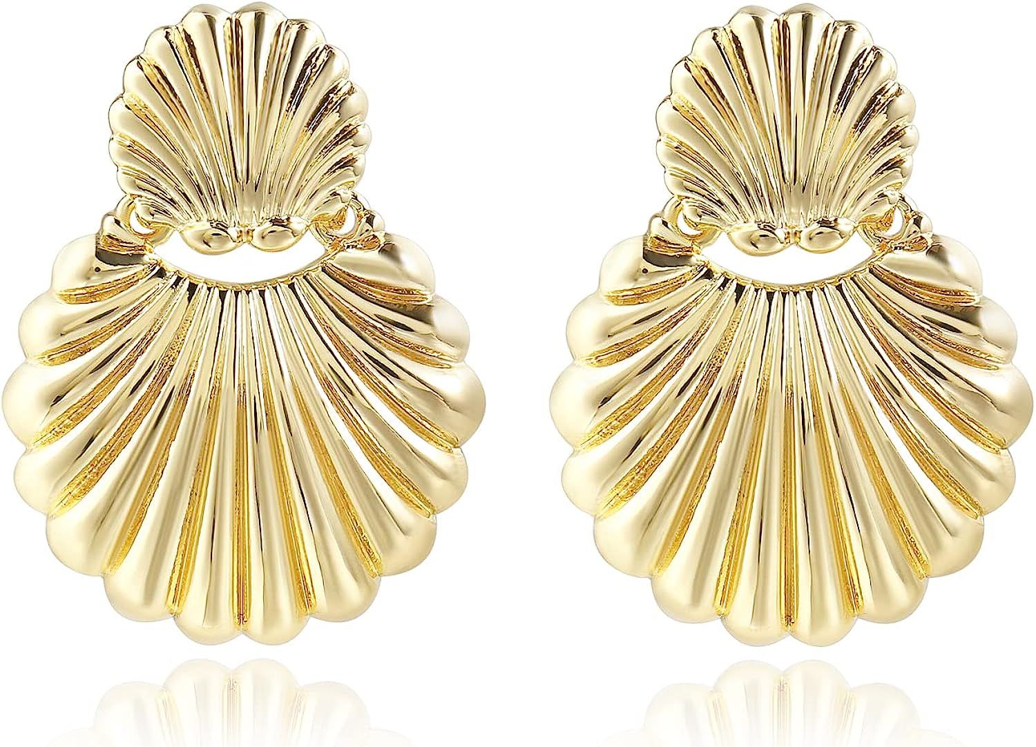 Gold Dangle Earrings Statement 14K Gold Plated Drop Earrings For Women | Amazon (US)