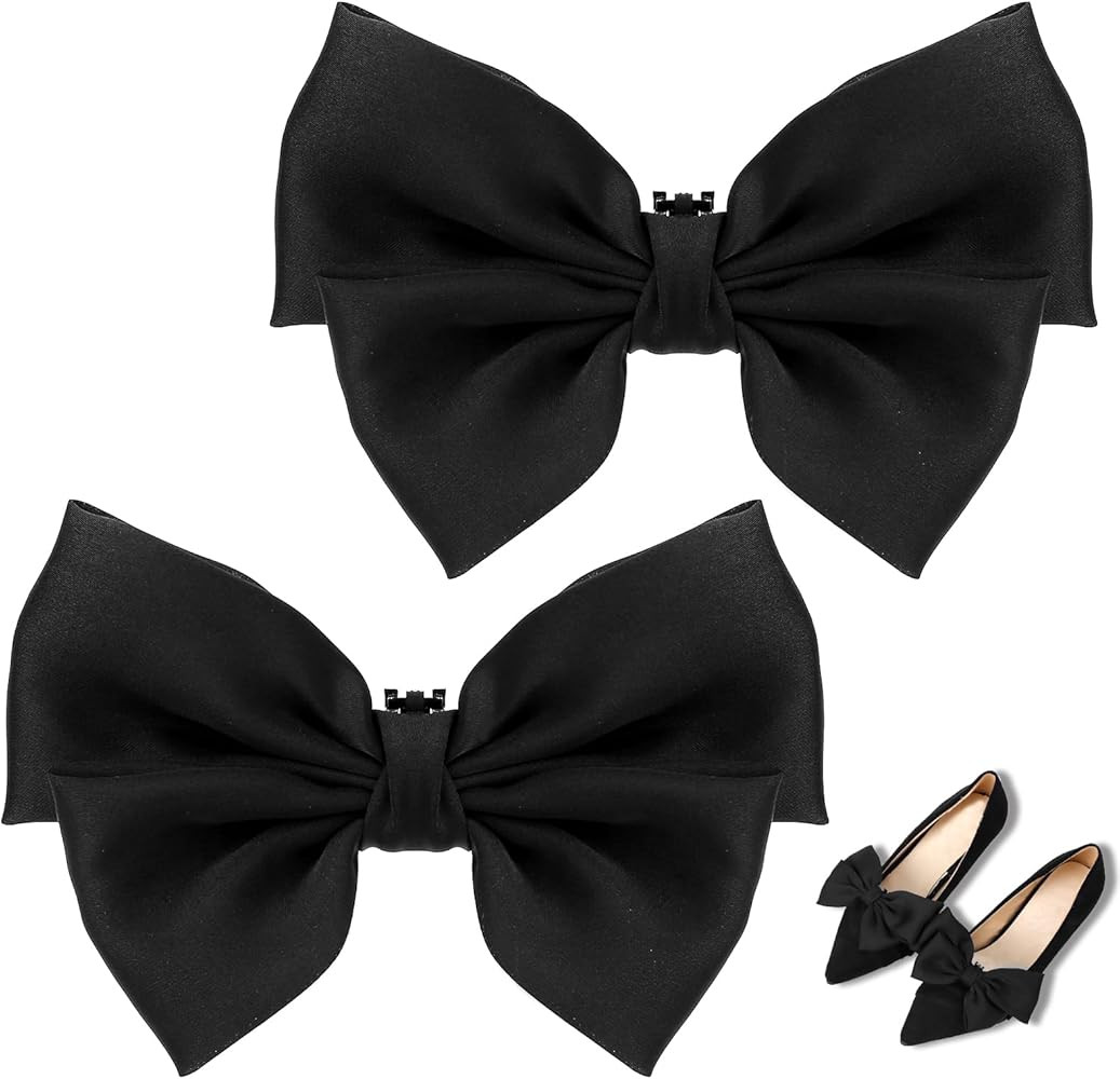 KALIONE 2 Pieces Decorative Shoe Clips Handmade Bow Knot Shoe Charms Removable Satin Shoe Bow Buc... | Amazon (US)