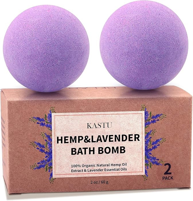 Bath Bombs,2 Pack Fizzy Spa Gift Natural Hemp Oil Extract and Lavender Essential Oils Bath for Mo... | Amazon (US)