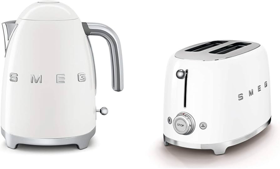 Smeg KLF03WHUK 1.7Ltr - 3kw Kettle and TSF01WHUK 2 Slice Toaster Set in White | Amazon (UK)