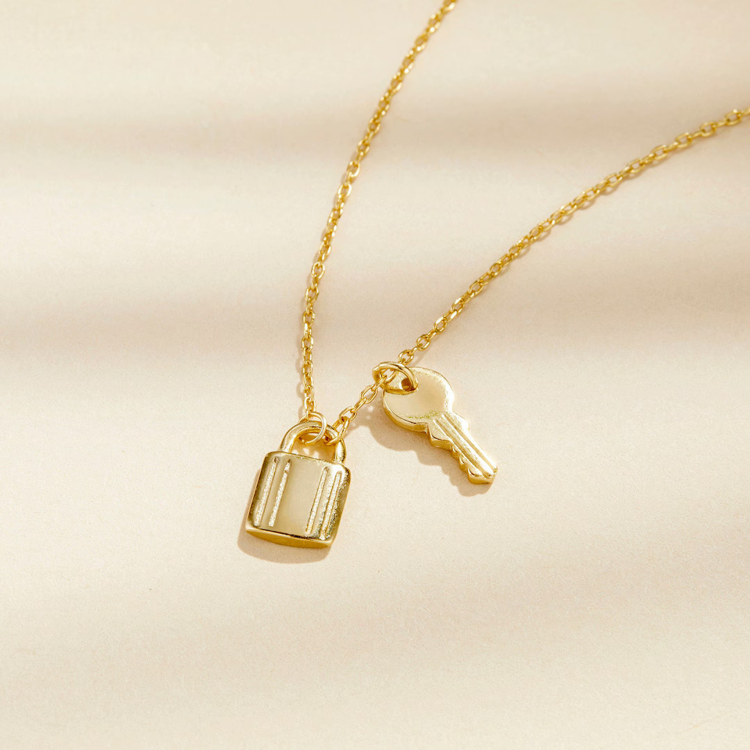 Lock and Key Necklace Padlock Necklace Gold, Love Pendant, Layering Necklace, Gold Lock and Key, ... | Etsy (US)