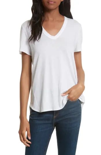 Women's Veronica Beard Cindy V-Neck Tee, Size X-Small - White | Nordstrom