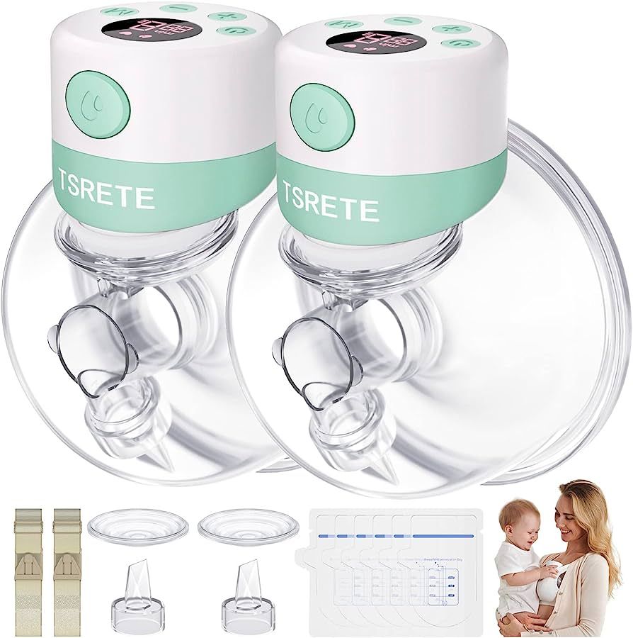 TSRETE Breast Pump, Double Wearable Breast Pump, Electric Hands-Free Breast Pumps with 2 Modes, 9... | Amazon (US)