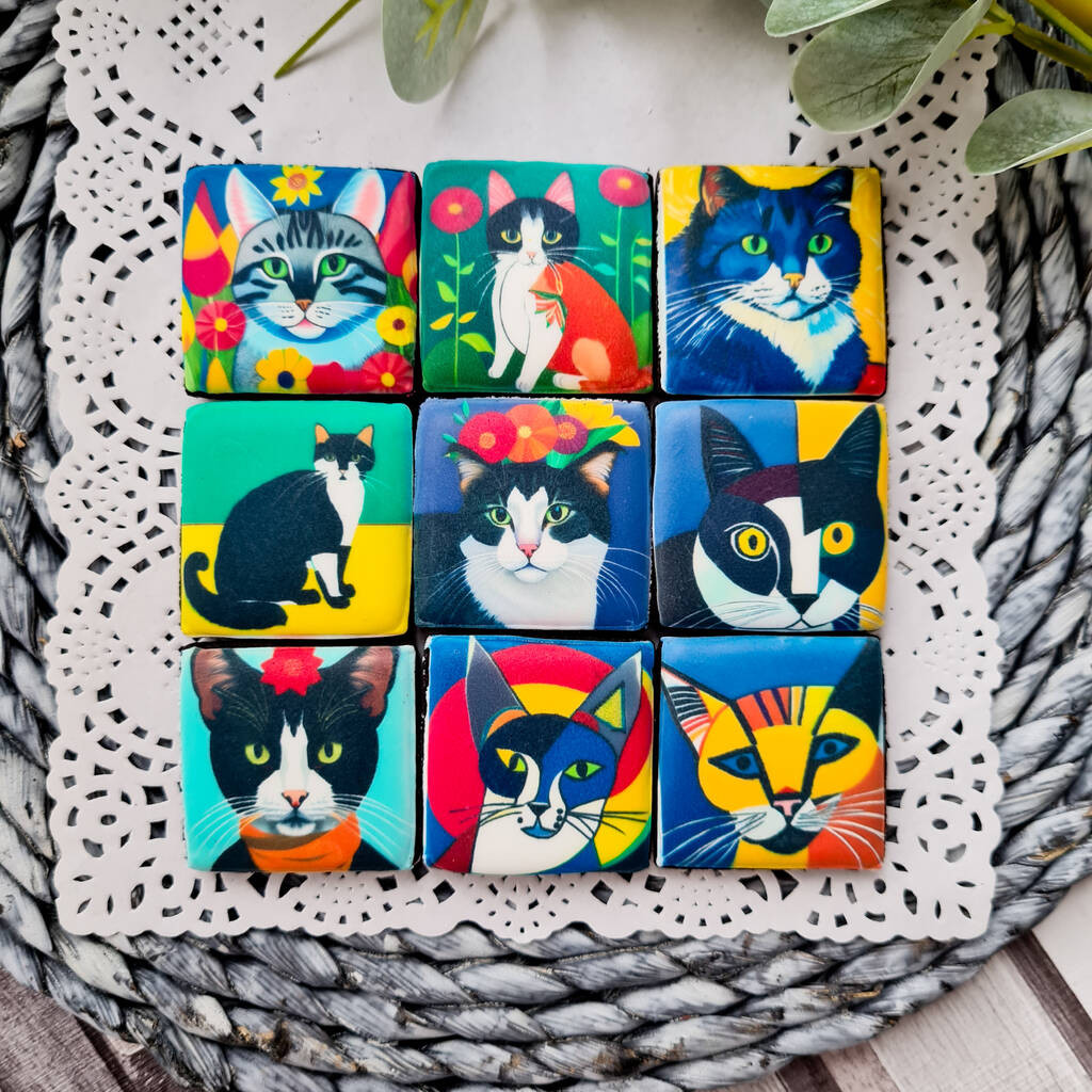 Cats In Art Biscuits Gift Box, Nine Pieces | Not On The High Street