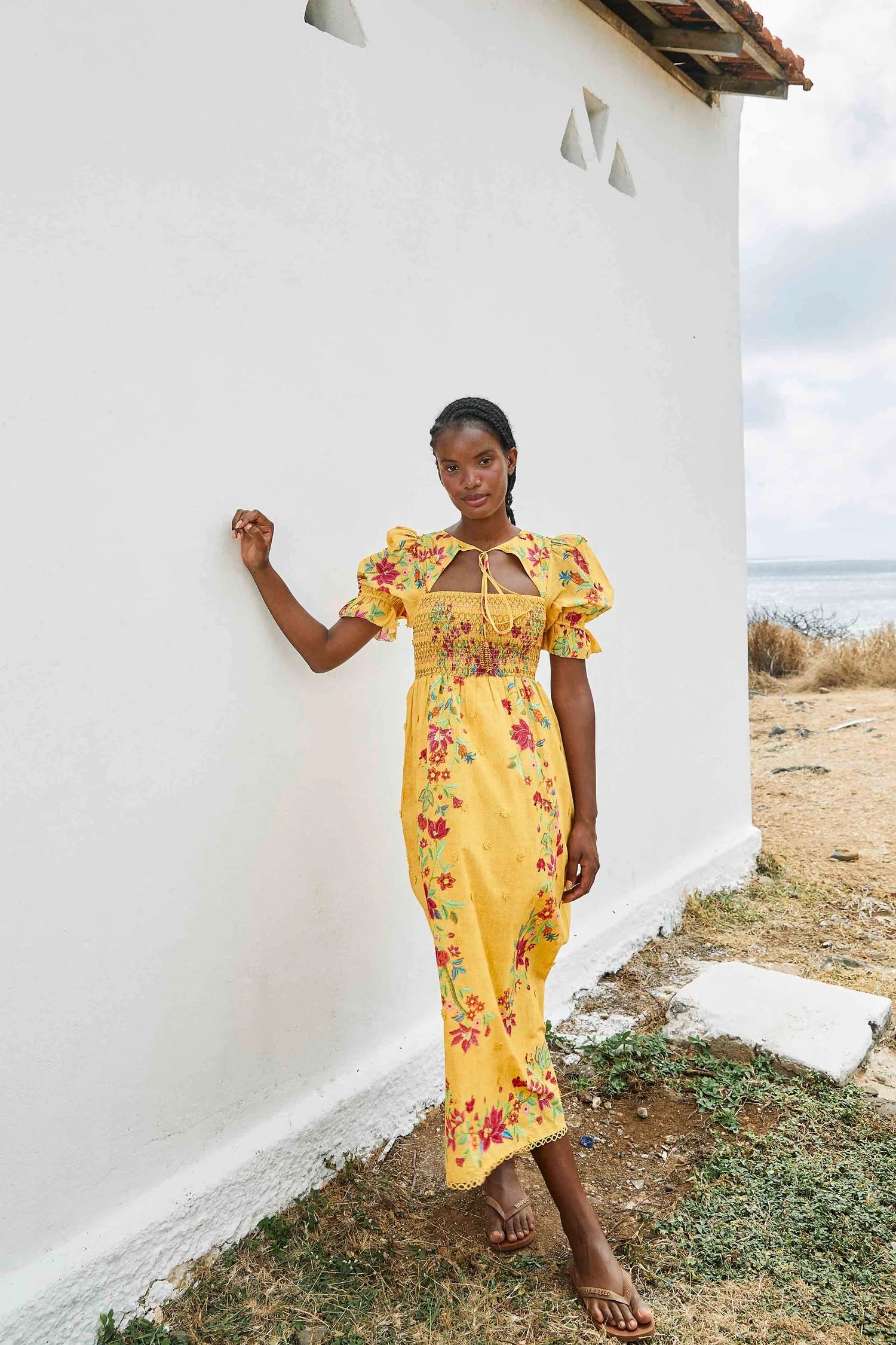Puff Sleeve Maxi Dress | Yellow Flower Dream Print | FarmRio