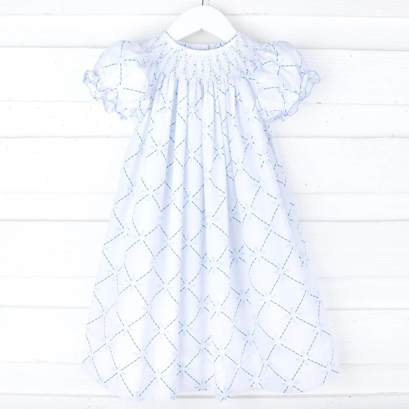 Touch of Blue Smocked Bishop Dress | Classic Whimsy