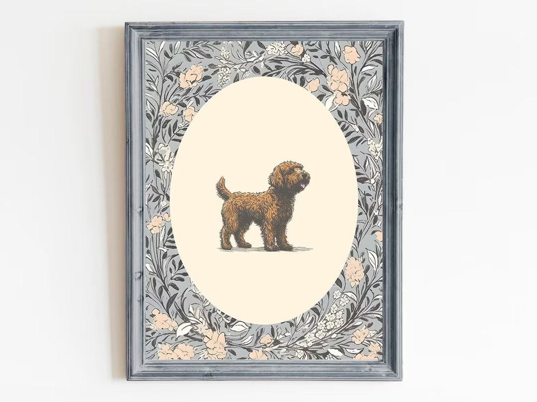 Doodle Vintage Print Nursery Decor Dog Nursery Art Printable Wall Art Vintage Floral Nursery Wall... | Etsy (US)