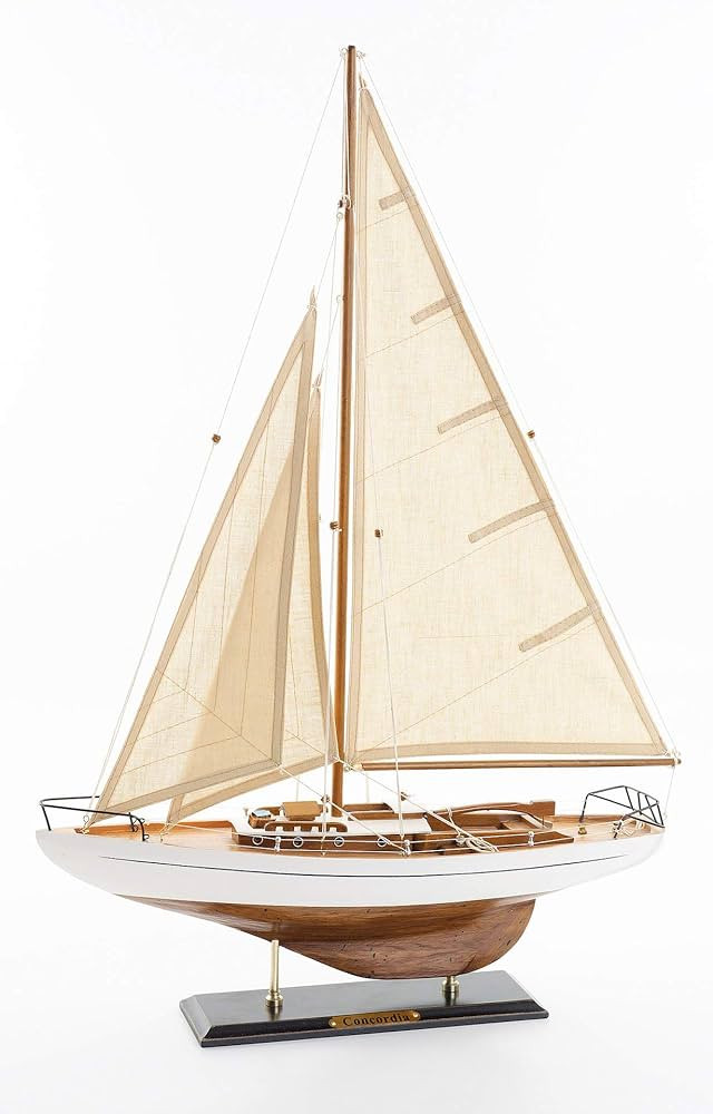 SAILINGSTORY Wooden Sailboat Decor Yacht Model Ship with Antique Finish Ivory | Amazon (US)
