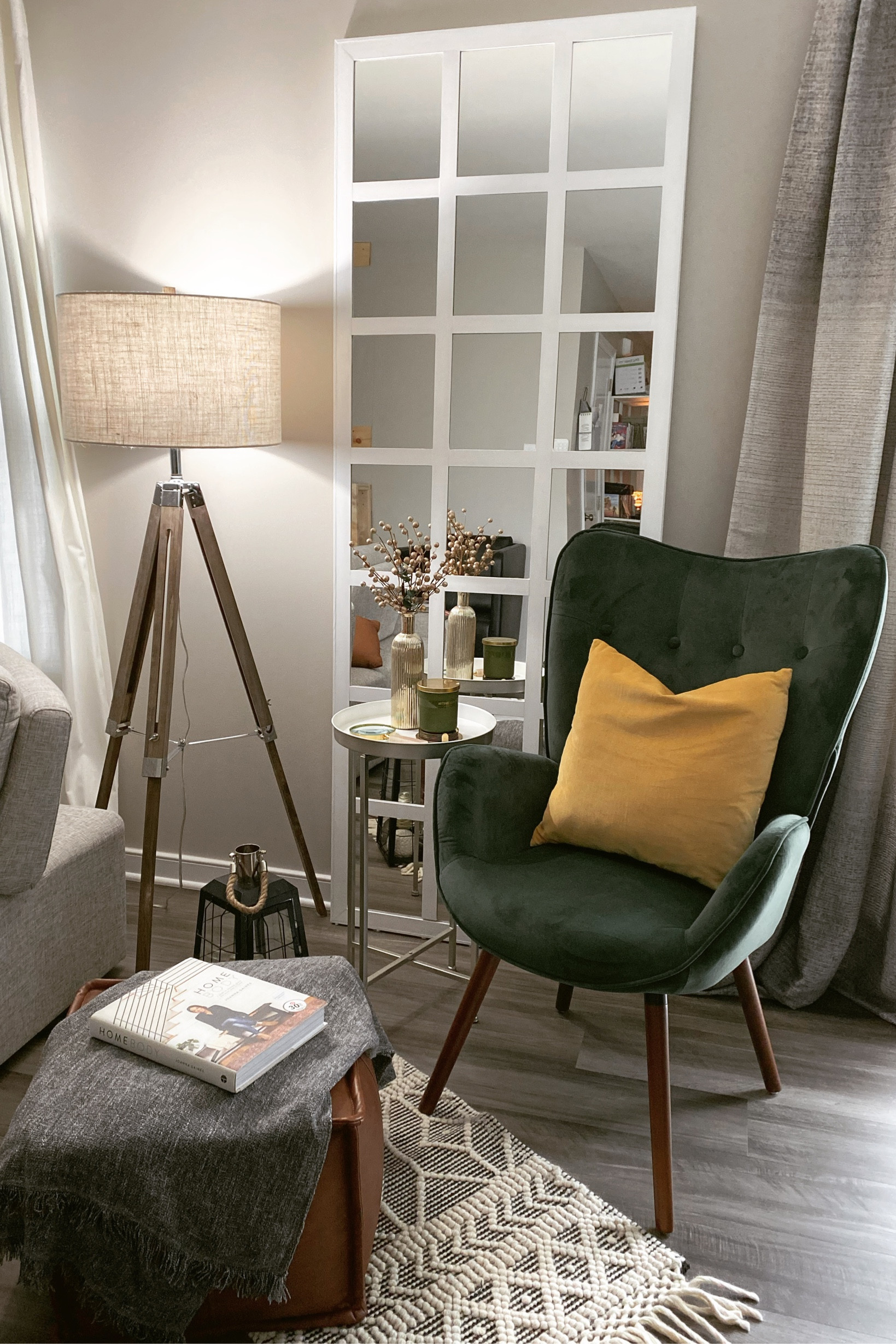 Coffee Nook w/custom Rustic Floor Mirror. Check out how I built it on YouTube 📺 @diyblueprintdiva 

#LTKhome