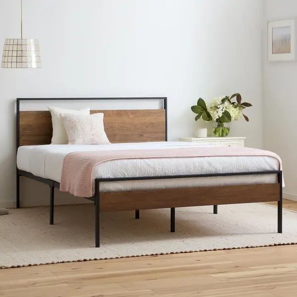 Brookside Nora Metal and Wood Platform Bed - Overstock - 32610071 | Bed Bath & Beyond