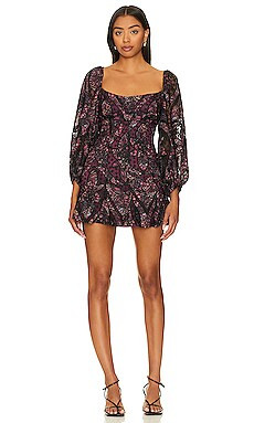 For Love & Lemons Valerie Mini Dress in Purple Multi from Revolve.com | Revolve Clothing (Global)