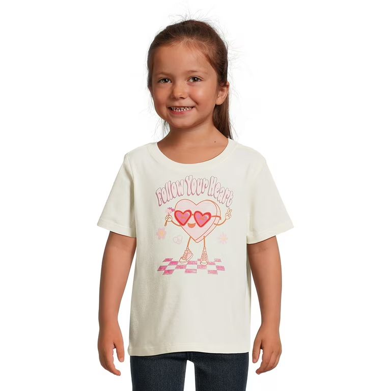 Wonder Nation Valentine's Day Toddler Short Sleeve Graphic Tee, Sizes 12M-5T | Walmart (US)
