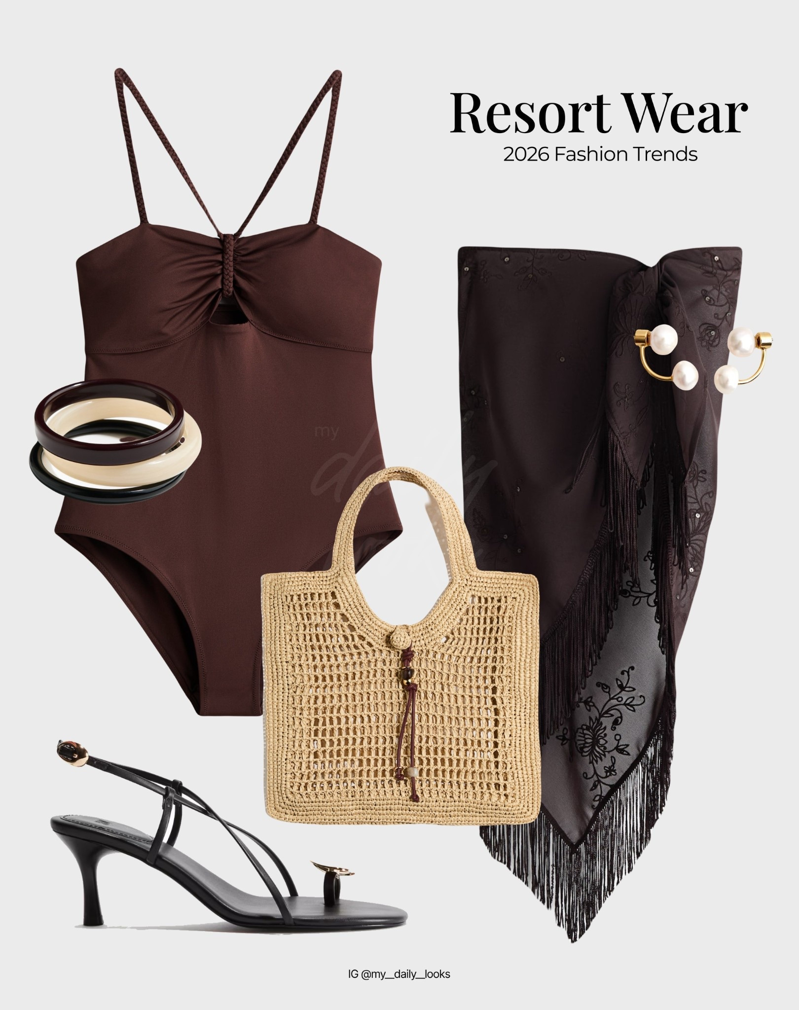 Vacation outfits 🖤 

Tags: Summer style, summer inspo, holiday, vacation, beach holiday, vacation outfits beach, resort wear 2026, straw bag, wrap pareo skirt, brown swimsuit

#LTKswimwear #LTKsummer #LTKstyletip