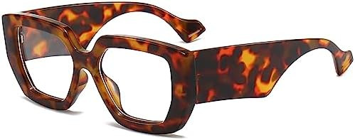 AIEYEZO Thick Frame Blue Light Glasses Men Women, Fashion Square Computer Eyeglass Anti Eyestrain... | Amazon (US)