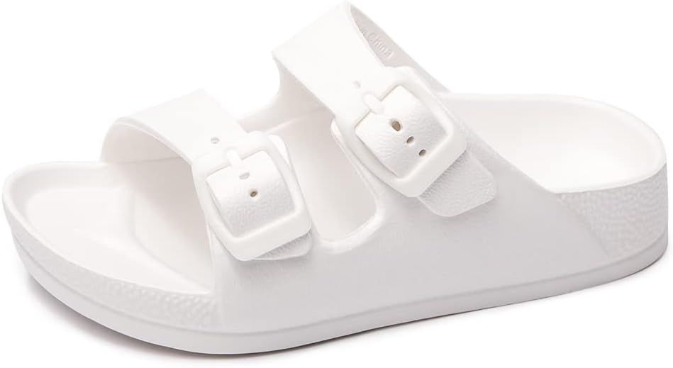 FUNKYMONKEY Unisex-Child Slides Double Buckle Adjustable EVA Flat Sandals for Boys Girls | Amazon (US)