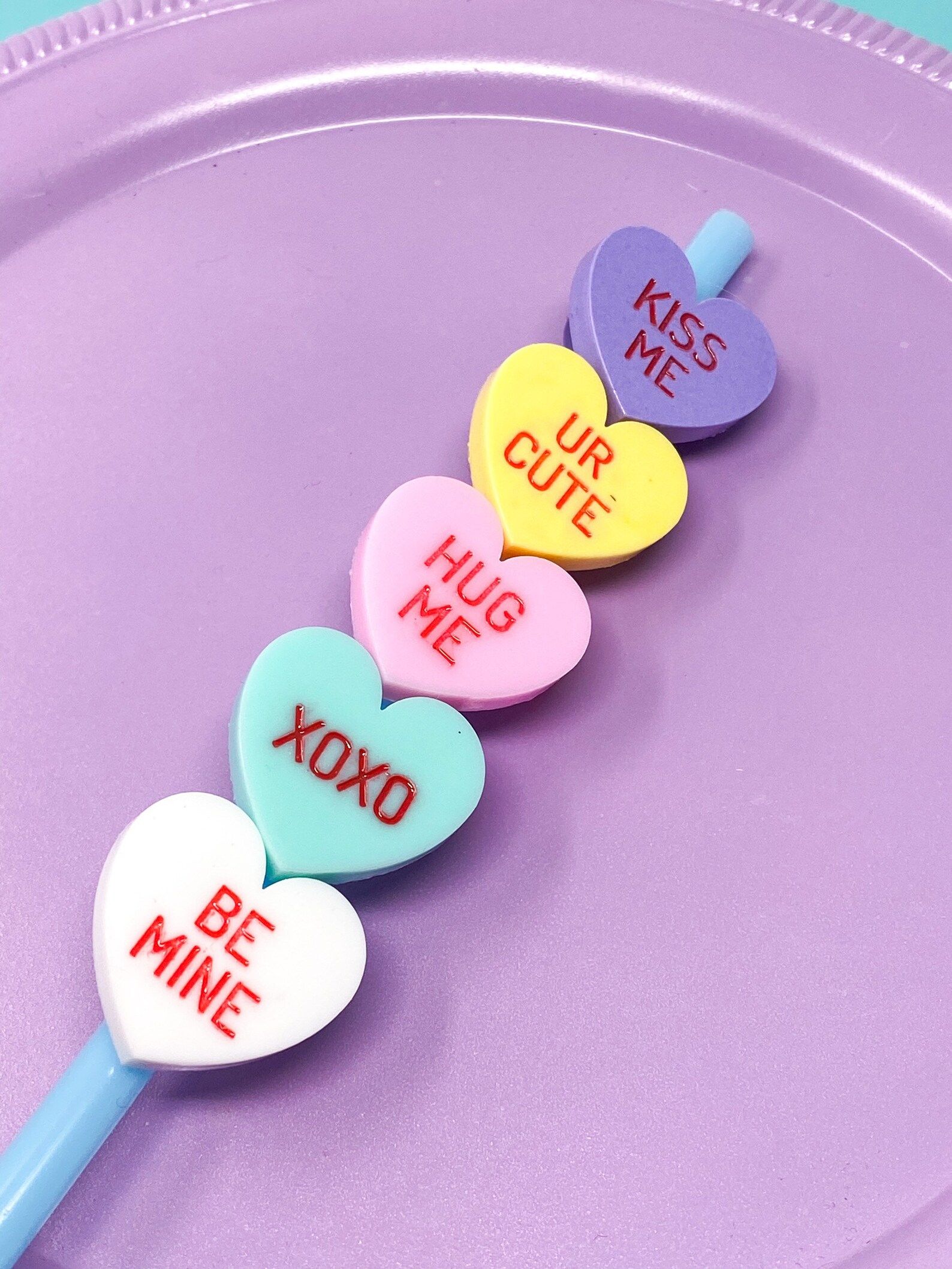 Valentines conversation heart straw toppers Use drop down menu to choose your color and phrase Ad... | Etsy (US)