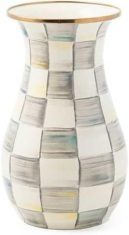 MACKENZIE-CHILDS Tall Enamel Vase, Unique Flower-Vase Decor for Living Room, Gray-and-White Sterl... | Amazon (US)