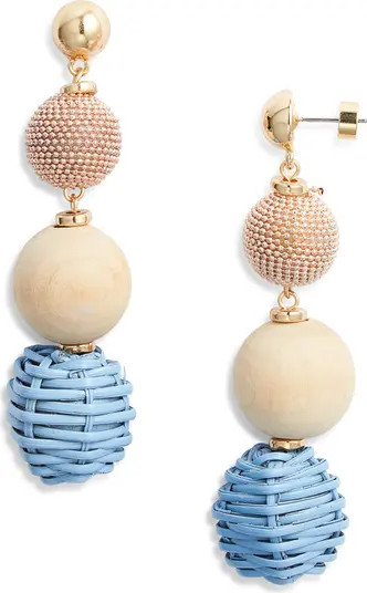 Raffia & Wood Bead Drop Earrings | Nordstrom
