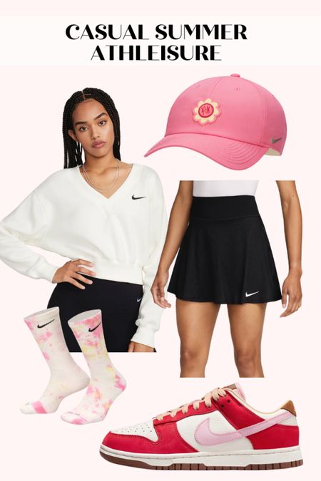 Nike athleisure outfit
Most of this is on sale with code FLASH20!

Cropped sweatshirt 
Tennis skirt
Casual summer outfit 
Nike dunk
Pink sneakers 

#LTKActive #LTKSaleAlert #LTKSummerSales