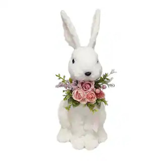 21" White Standing Tabletop Bunny with Flower Accessory by Ashland® | Michaels | Michaels Stores