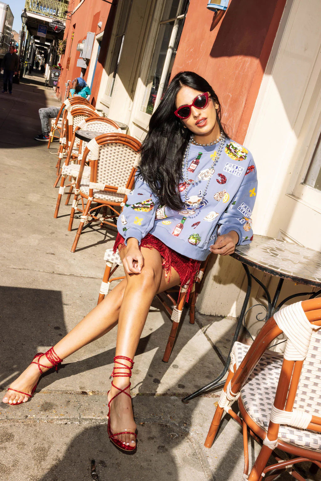 Blue Louisiana Food Sweatshirt | Queen of Sparkles