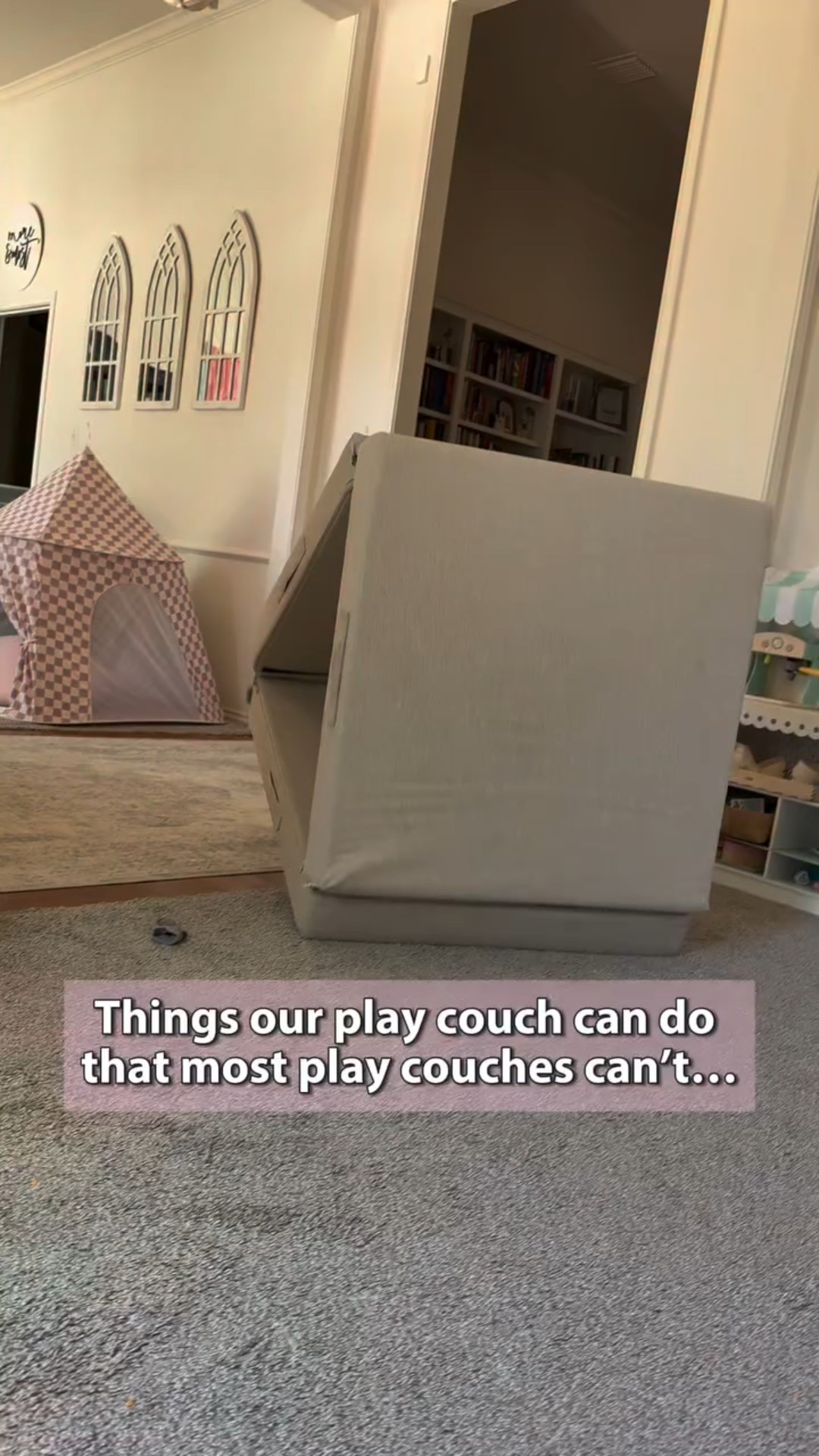 If you’ve ever built an epic play couch structure just for it to collapse 30 seconds later… you get it 😅

A few things about ours that ended up being a game changer:
- the pieces Velcro together, so the builds actually stay together while they play
- all the bases are the same thickness, which makes way more builds possible
- and it’s sturdy enough for climbing, sliding, and full toddler crash landings

That’s how we end up with things like the rolling triangle, mountain climb, giant house, and crash pit in our living room.

#LTKKids #LTKmomlife