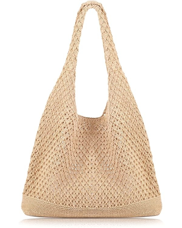 COOKOOKY Crochet Beach Tote bag Summer Beach Bag for Women Aesthetic Mesh Tote Bag Hippie Bag Kni... | Amazon (US)