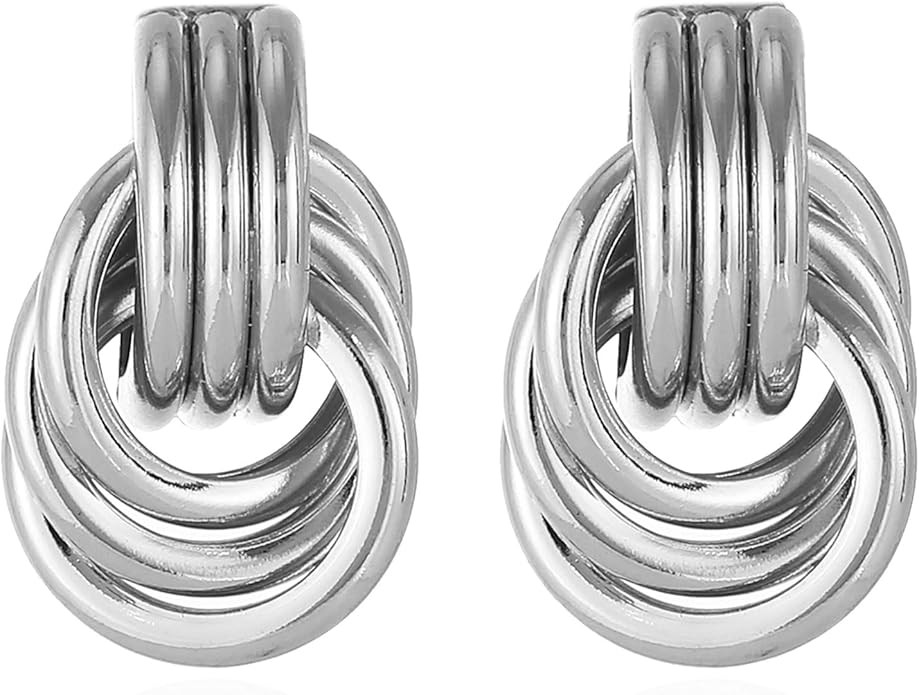 14K Gold Plated Knot Earrings for Women Gold Silver Earrings Heart Link Drop Dangle Earring Chunk... | Amazon (US)