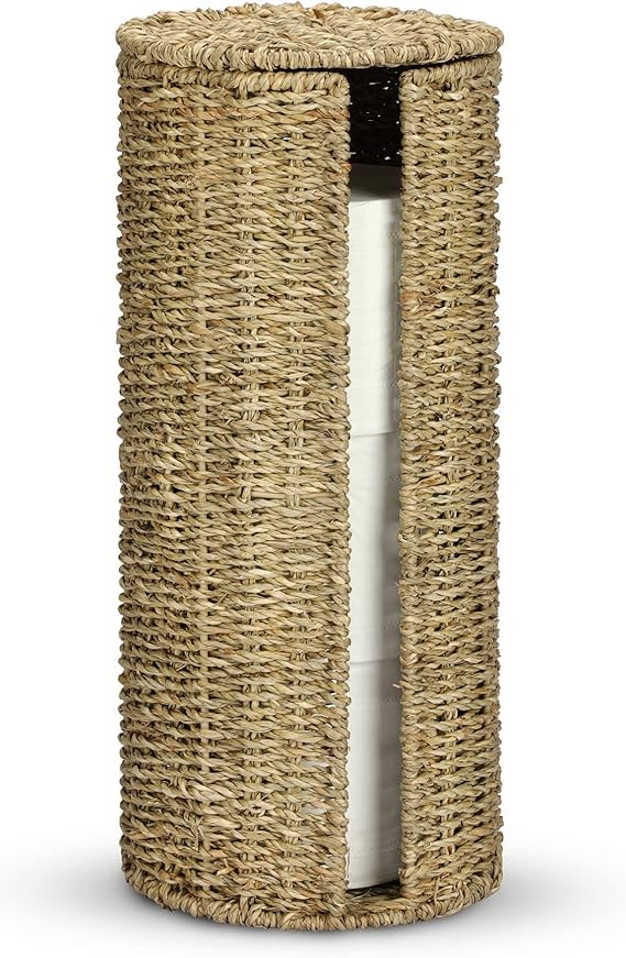 Graciadeco Stand Toilet Paper Storage with Lid Spare Extra 3 Rolls of Toilet Tissue Holder Free S... | Amazon (US)