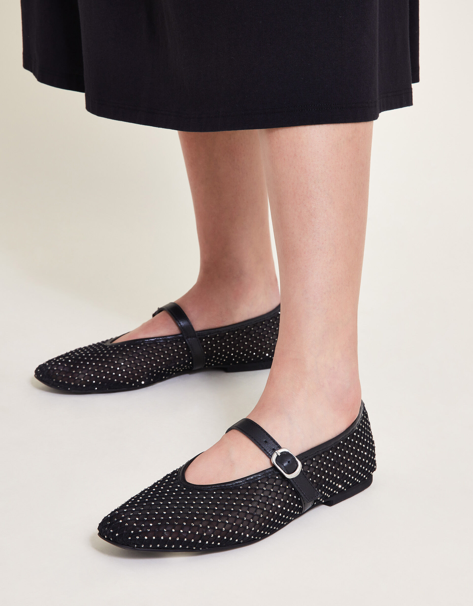 Cleo Mesh Ballet Flats Black | Monsoon (UK)